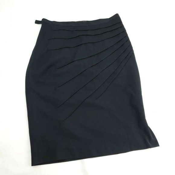 Catherine Malandrino Womens Black Pleated Front Side Slit Pencil Skirt Size 4 - Picture 1 of 14